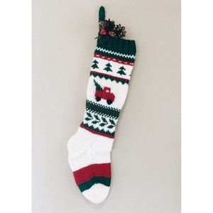 Handmade Knit Christmas Stocking, Christmas Tree, Red Truck